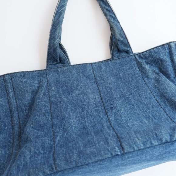 Authentic Preowned Prada Navy Denim Canapa Tote Bag - Picture 5 of 16